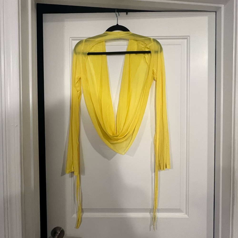 Yellow Sheer Long Sleeve Top & Skirt Set